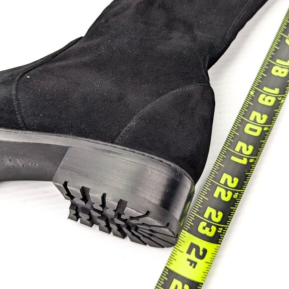 Stuart Weitzman Women City Lug Back Lace Black Suede OTK fashion Boots size 8 - Picture 6 of 9